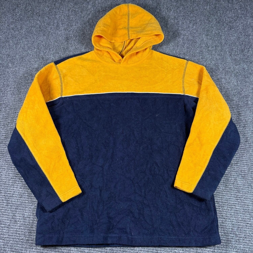 Arizona Fleece Hoodie Mens XL Navy Yellow Excellent Colorblock Pullover